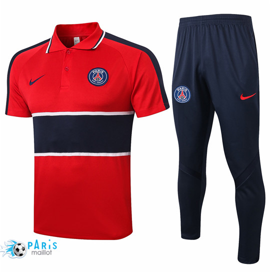 Maillotparis Nouveau Maillot Training Polo PSG + Pantalon Rouge/Bleu Marine 2020/21