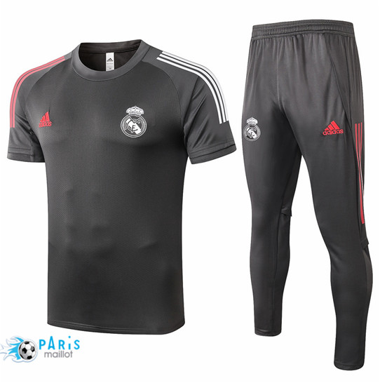 Maillotparis Nouveau Maillot Training Real Madrid + Pantalon Gris foncé 2020/21
