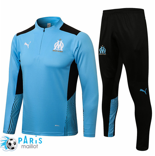 Maillotparis Survetement de foot Marseille Bleu Clair 2021/22