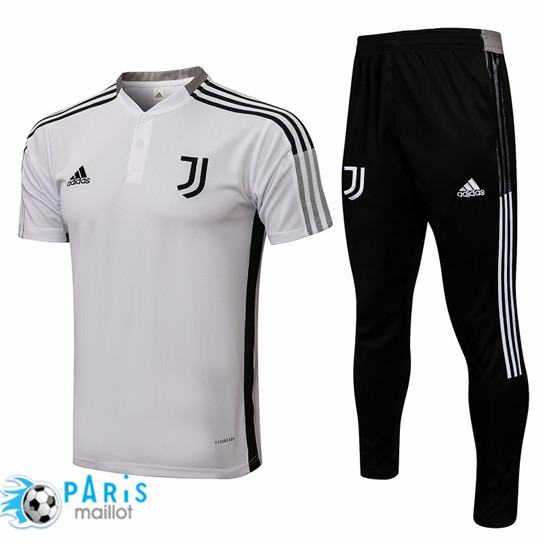 Maillotparis Maillot du Foot Training Polo Juventus + Pantalon Blanc 2021/22