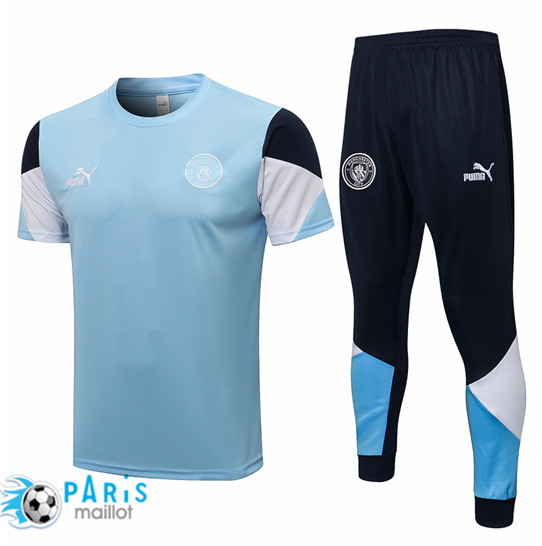 Maillotparis Maillot de Foot Training Manchester City + Pantalon Bleu Clair 2021/22