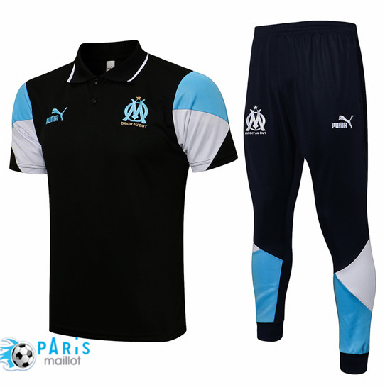Maillotparis Maillot du Foot Training Polo Marseille + Pantalon Noir 2021/22