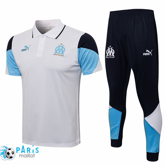 Maillotparis Maillot du Foot Training Polo Marseille + Pantalon Blanc 2021/22