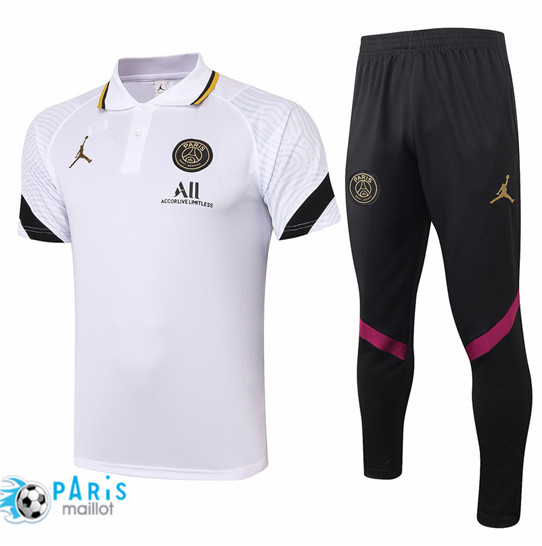 Maillotparis Maillot du Foot Training Polo Jordan PSG + Pantalon Blanc 2021/22