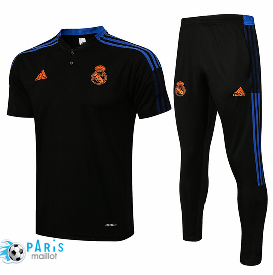 Maillotparis Maillot de Foot Training Polo Real Madrid + Pantalon Noir 2021/22