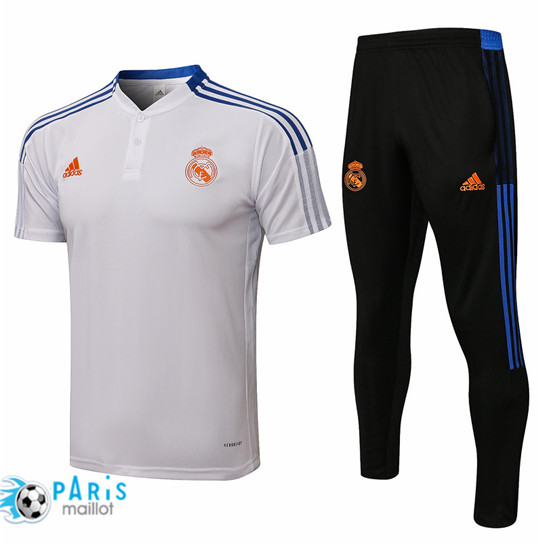 Maillotparis Maillot de Foot Training Polo Real Madrid + Pantalon Blanc 2021/22