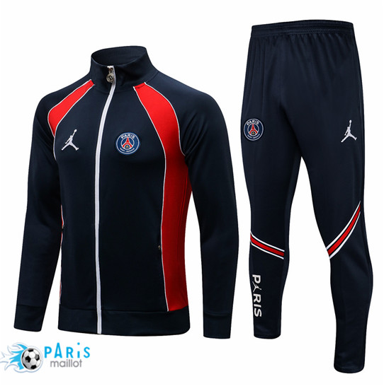 Maillotparis Nouveau Maillot Foot Veste Survetement PSG Jordan Bleu Marine/Blanc 2021/22