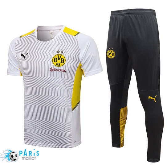 Maillotparis Nouveau Maillot Foot Training Borussia Dortmund + Pantalon Blanc 2021/22