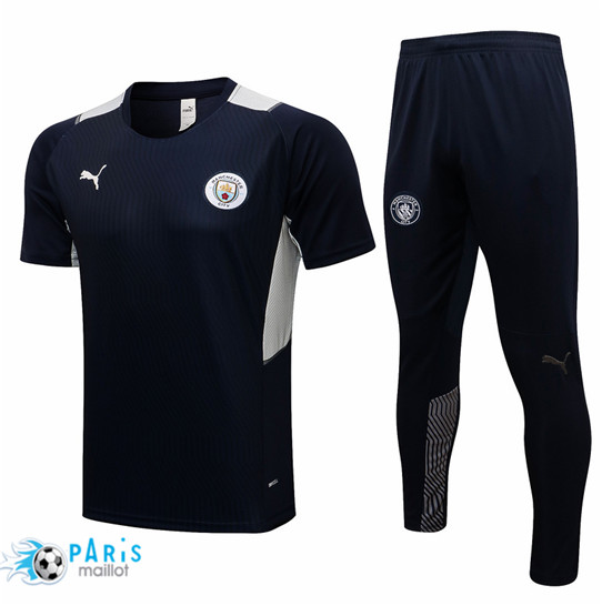 Maillotparis Nouveau Maillot Foot Training Manchester City + Pantalon Bleu Marine 2021/22