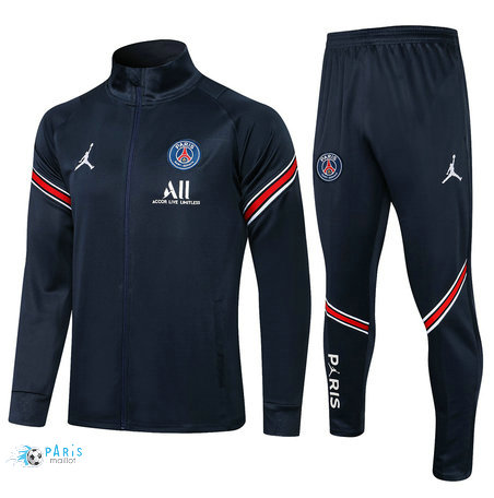 Maillotparis Nouveau Veste Survetement PSG Jordan Bleu Marine 2021/22