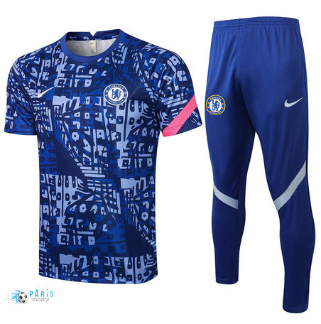 Maillotparis Nouveau Maillot du Foot Training Chelsea + Pantalon Bleu 2021/22