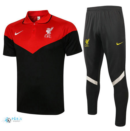 Maillotparis Maillot de Foot Training Polo Liverpool + Pantalon Rouge/Noir 2021/22