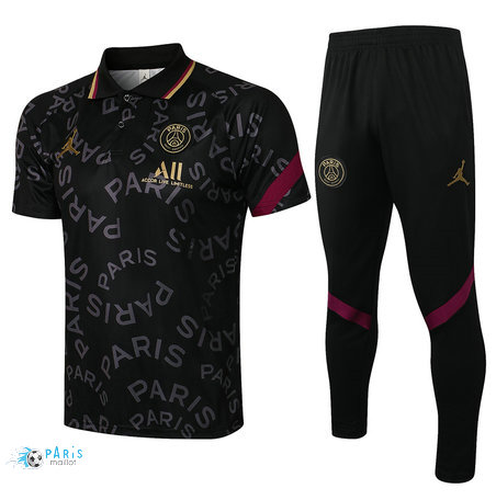 Maillotparis Thailande Maillot Foot Training Polo PSG Jordan + Pantalon Noir 2021/22