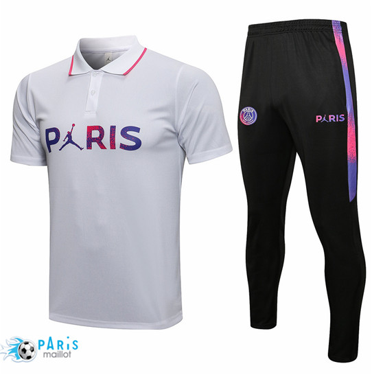 Maillotparis Maillot du Foot Training POLO Jordan PSG Paris + Pantalon Blanc 2021/22