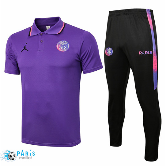 Maillotparis Nouveau Maillot de Foot Training POLO Jordan PSG + Pantalon Violet 2021/22
