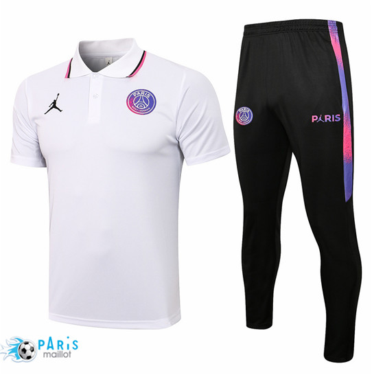 Maillotparis Nouveau Maillot de Foot Training POLO Jordan PSG + Pantalon Blanc 2021/22