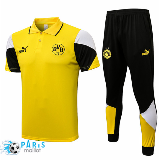 Maillotparis Nouveau Maillot Foot Training Polo Borussia Dortmund + Pantalon Jaune 2021/22
