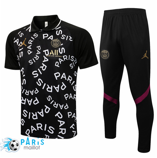 Maillotparis Nouveau Maillot Foot Training Polo Jordan PSG + Pantalon Noir 2021/22