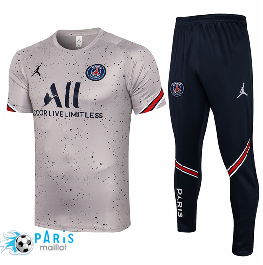 Maillotparis Nouveau Maillot Foot Training Jordan PSG + Pantalon Gris Clair 2021/22