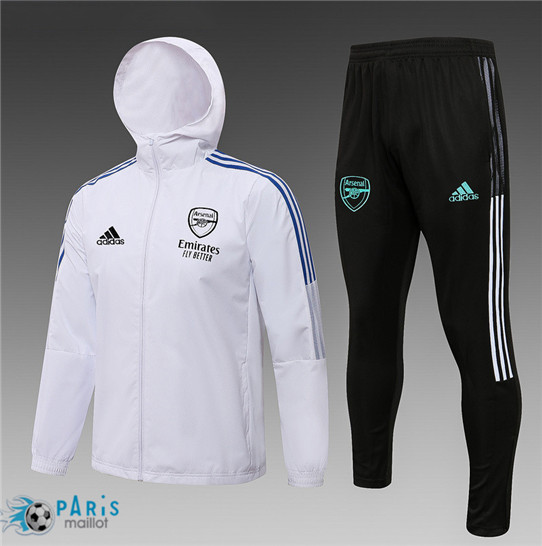 Maillotparis Maillot Coupe vent foot Arsenal Blanc 2021