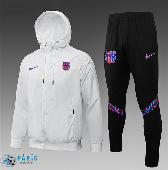 Maillotparis Maillot Coupe vent foot Barcelone Blanc 2021