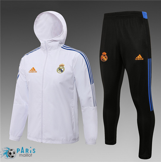 Maillotparis Maillot Coupe vent foot Real Madrid Blanc 2021