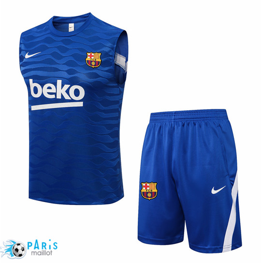 Maillotparis Maillot Training Foot Barcelone Debardeur + Pantalon Bleu 2021