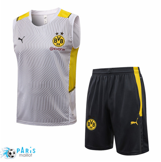 Maillotparis Maillot Training Foot Borussia Dortmund Debardeur + Pantalon Blanc 2021