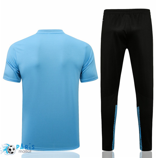 Maillot Training Foot Polo Marseille + Pantalon Bleu clair 2021 Personnalisés Pas Cher | MaillotParis
