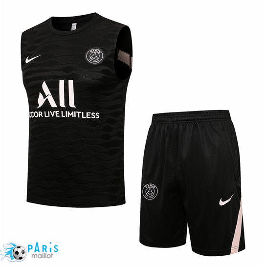 Maillotparis Maillot Training Foot PSG Debardeur + Pantalon Noir 2021