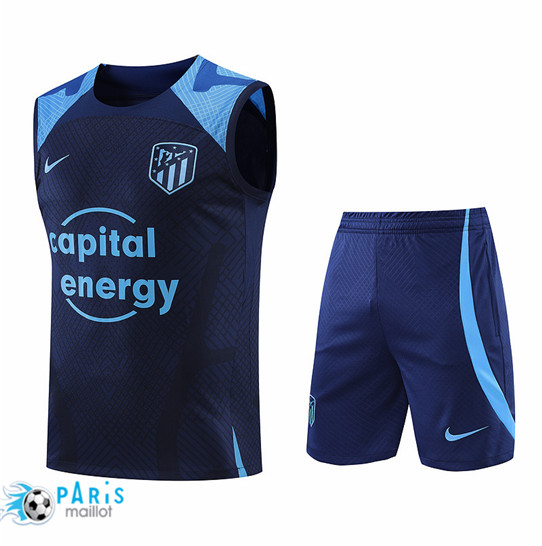 Maillotparis Nouveau Maillot Foot Training Foot Atletico Madrid Debardeur + Short Bleu 2022/23 pariso320