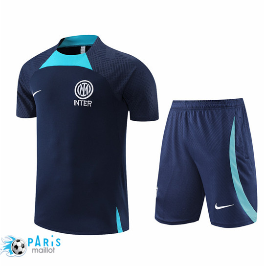 Maillotparis Thailande Maillot Foot Training Foot Inter Milan + Short Bleu 2022/23 pariso373