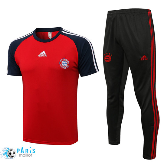 Maillotparis Nouveau Maillot Foot Training Foot Bayern Munich + Pantalon Rouge/Bleu Marine 2022/23