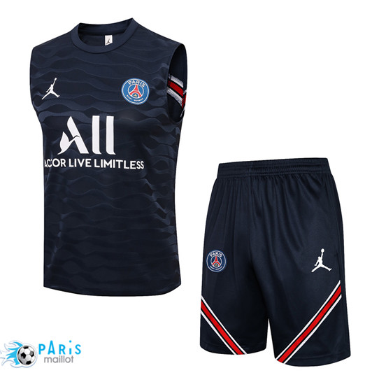 Maillotparis Nouveau Maillot Foot Training Foot Debardeur PSG Jordan + Pantalon Bleu Marine 2022/23