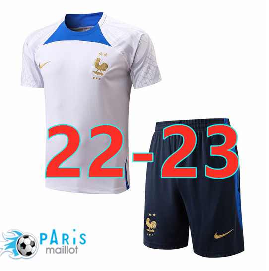 Maillotparis Maillot Training de Foot France + Short Blanc 2022/23 paris228628