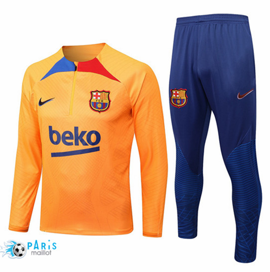 Maillotparis: Survetement foot Barcelone Orange/Bleu 2022/23 P496