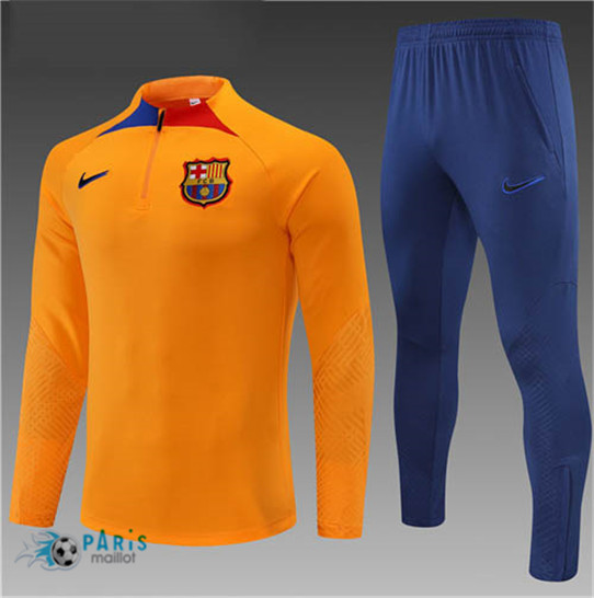 Maillotparis: Survetement foot FC Barcelone Enfant Orange/Bleu 2022/23 P717
