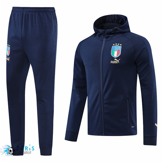 Maillotparis: à capuche Veste Survetement foot Italie Bleu Marine 2022/23 P592