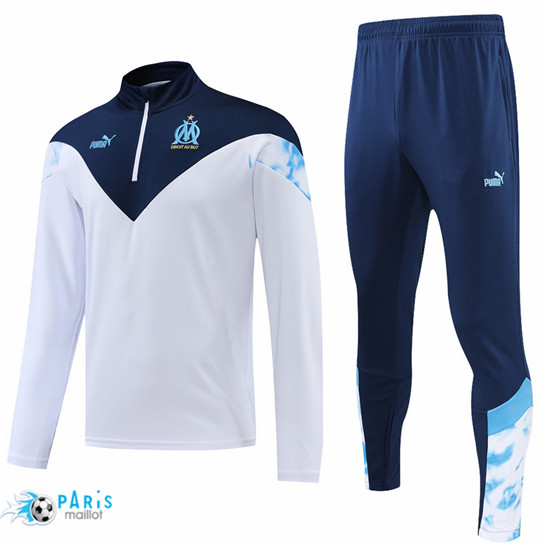 Maillotparis: Survetement foot Marseille Blanc/Bleu Marine 2022/23 P534