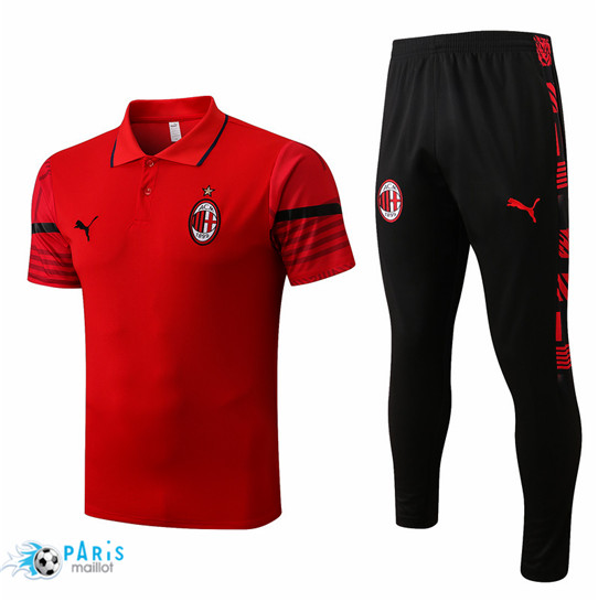 Maillotparis: Maillot du Foot polo AC Milan + Pantalon Rouge/Noir 2022/23 P996