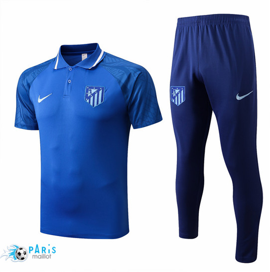 Maillotparis: Maillot du Foot polo Atletico Madrid + Pantalon Bleu 2022/23 P829