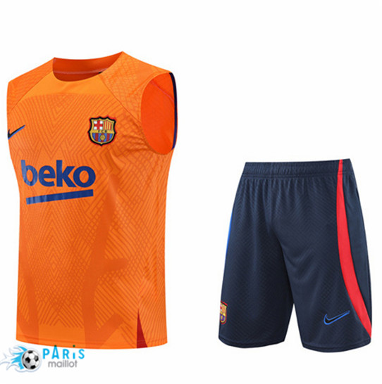 Maillotparis: Maillot du Foot Barcelone Debardeur + Pantalon Orange/Bleu Marine 2022/23 P836