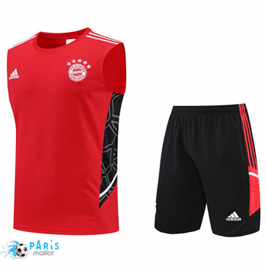 Maillotparis: Maillot du Foot Bayern Munich Debardeur + Pantalon Rouge/Noir 2022/23 P817