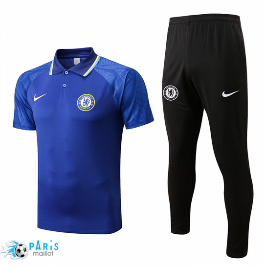 Maillotparis: Maillot du Foot polo Chelsea + Pantalon Bleu/Noir 2022/23 P960