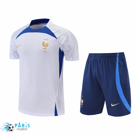 Maillotparis: Maillot du Foot France + Pantalon Blanc/Bleu 2022/23 P921