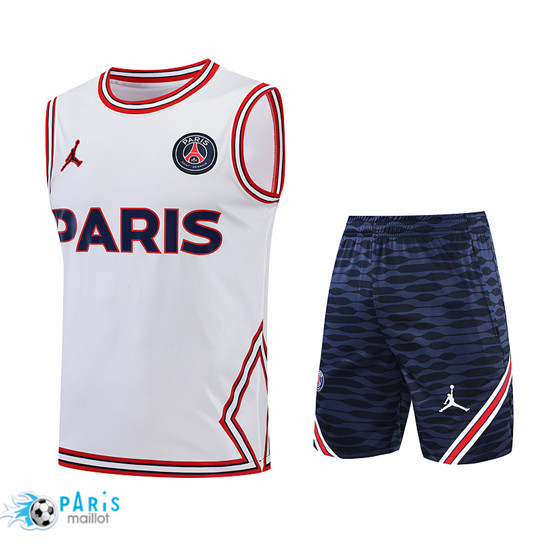 Maillotparis: Maillot du Foot Paris Paris Saint Germain Debardeur + Pantalon Blanc/Bleu Marine 2022/23 P879