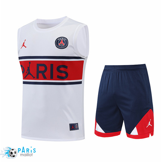 Maillotparis: Maillot du Foot Paris Paris Saint Germain Debardeur + Pantalon Blanc/Bleu Marine/Rouge 2022/23 P882