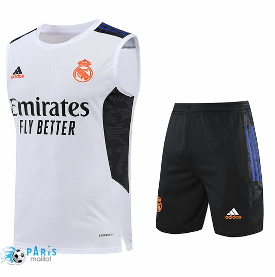 Maillotparis: Maillot du Foot Real Madrid Debardeur + Pantalon Blanc/Noir 2022/23 P849
