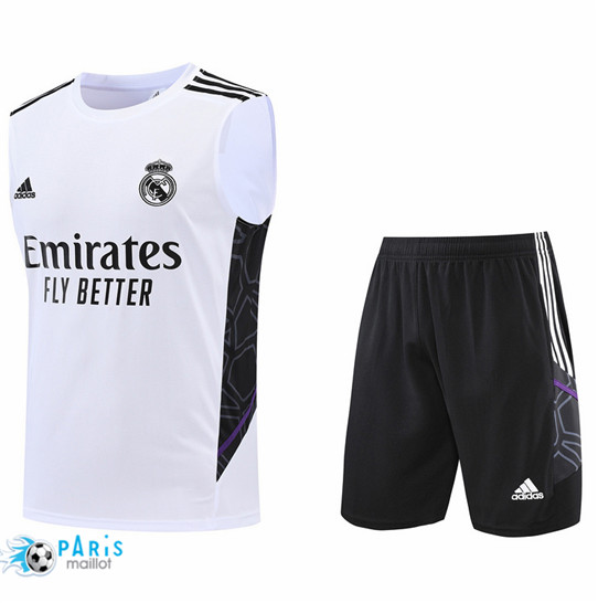Maillotparis: Maillot du Foot Real Madrid Debardeur + Pantalon Blanc/Noir 2022/23 P855