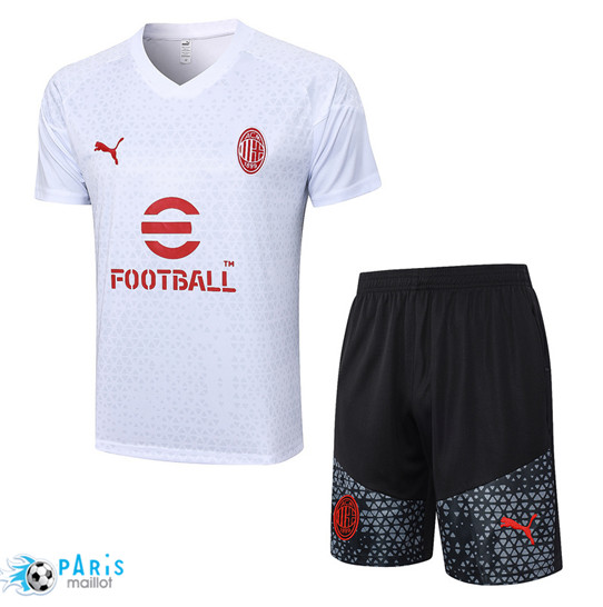 Soldes Maillot Training Foot AC Milan + Shorts Blanc 2023/24